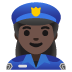 👮🏿‍♀️ woman police officer: dark skin tone display on Google